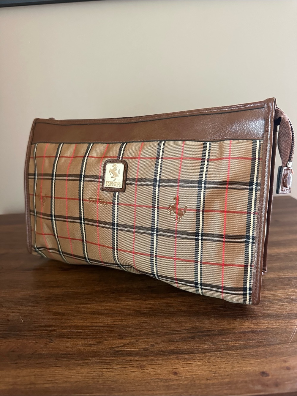 Ferrari x Japan Exclusive Vintage Plaid Clutch & Shopping Bag